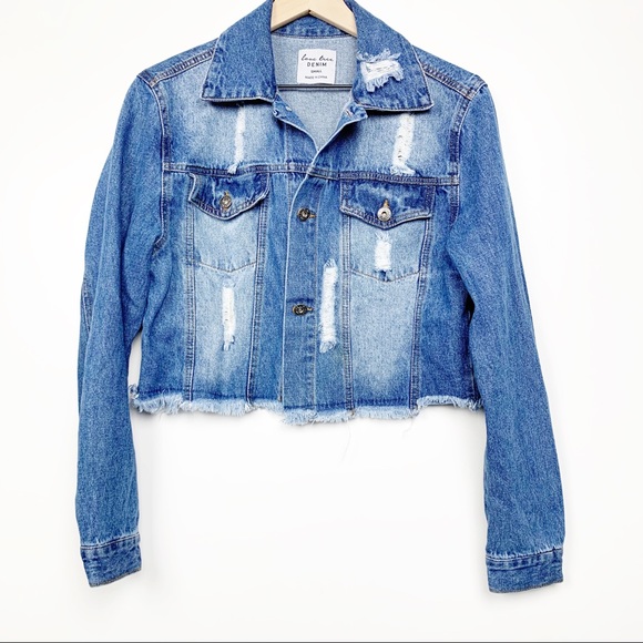 Love Tree Denim Jacket Distressed 